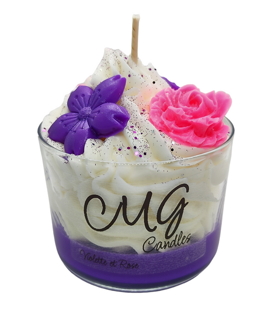 Bougie Gourmande Violette et rose